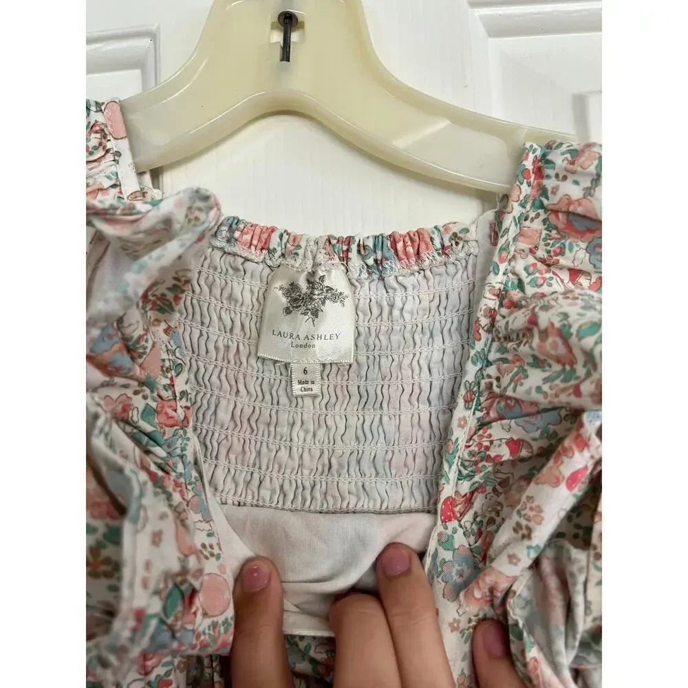 Laura Ashley Girl Multicolor Floral Print Sleeveless Fit & Flare Dress Size 6